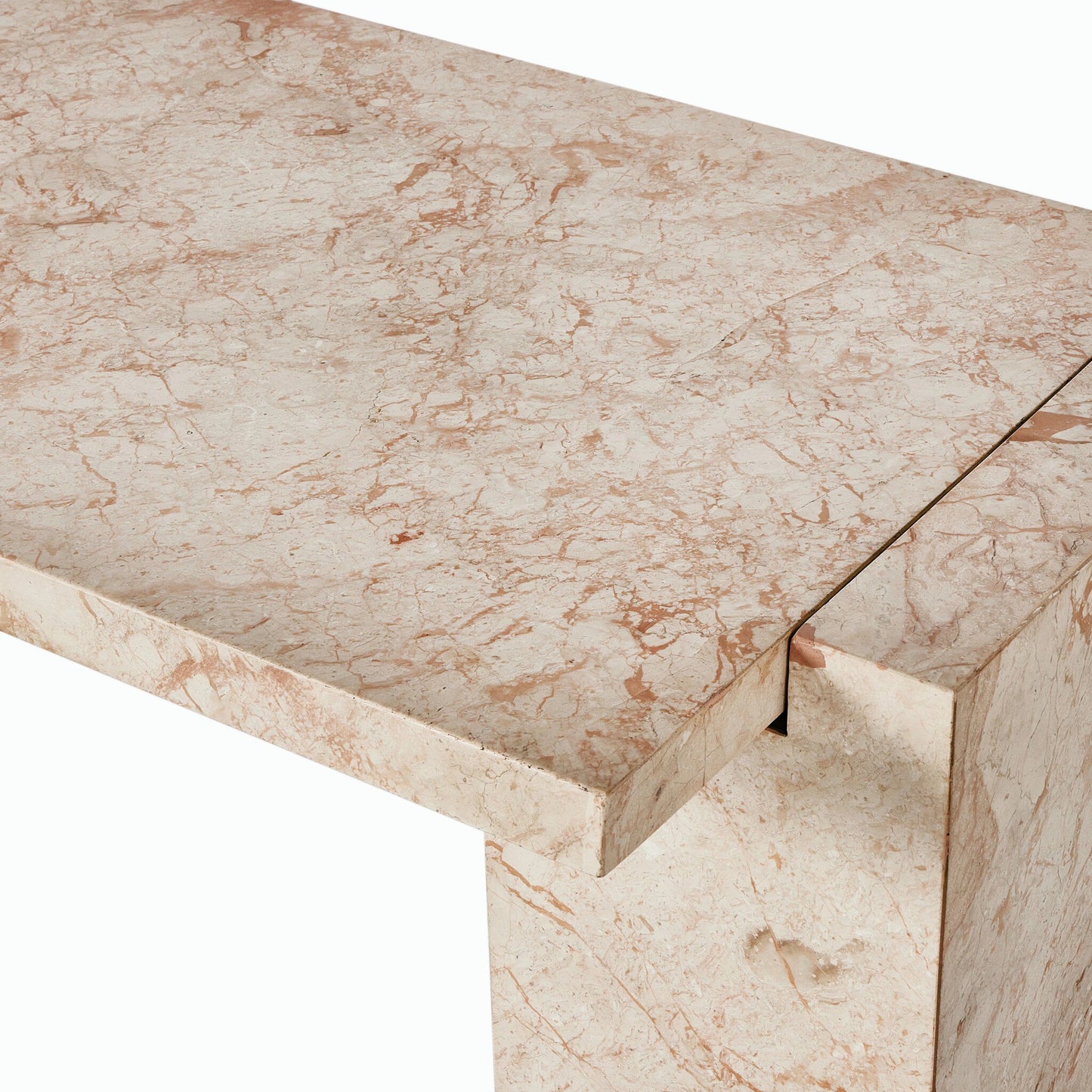 005 SI-2158427 | Closeup | Romano Console Table by Four Hands in desert taupe marble. Made from solid marble in a modern style.