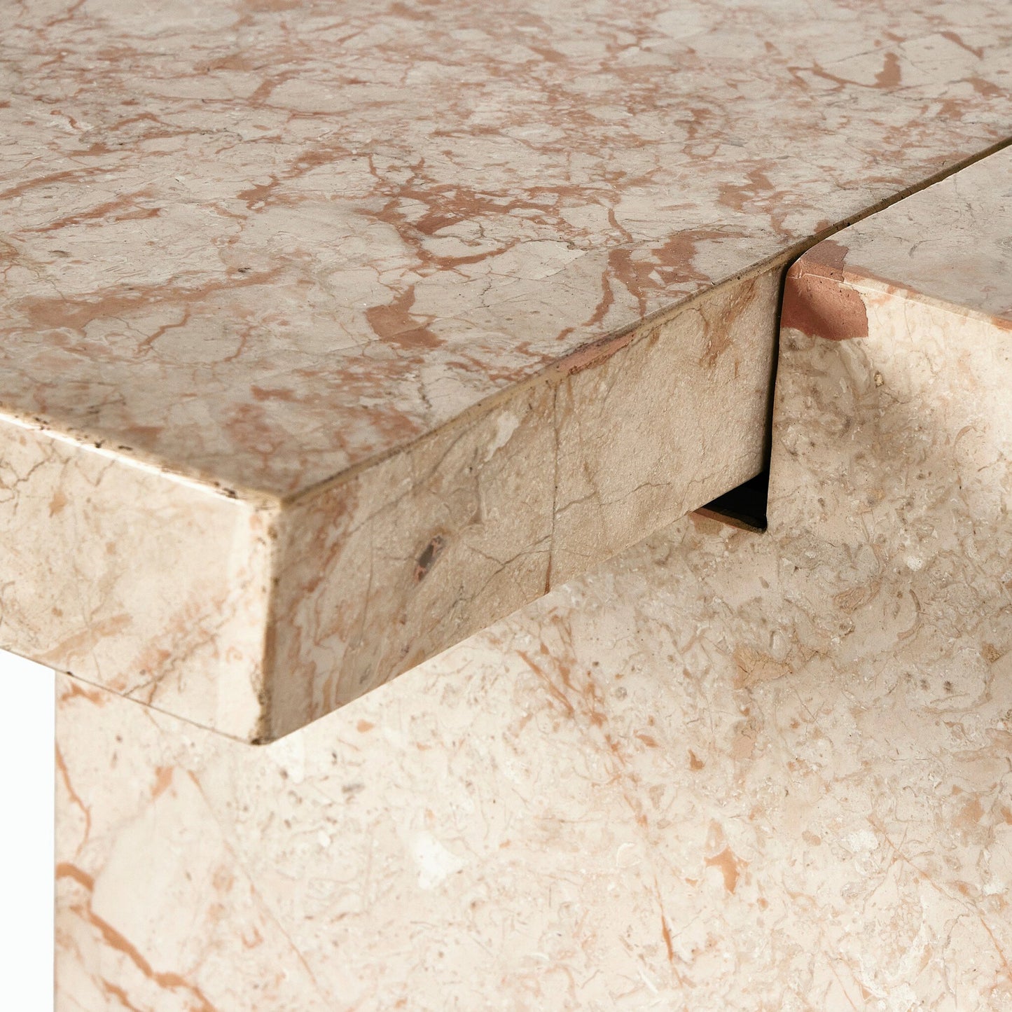 007 SI-2158427 | Closeup | Romano Console Table by Four Hands in desert taupe marble. Made from solid marble in a modern style.