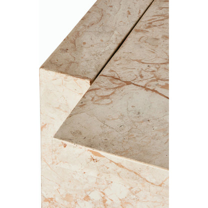 Romano Console Table by Four Hands in desert taupe marble. Made from solid marble in a modern style.