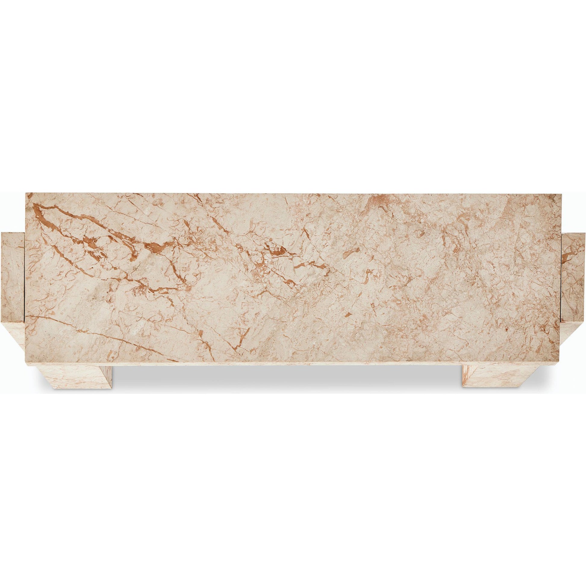 Romano Console Table by Four Hands in desert taupe marble. Made from solid marble in a modern style.