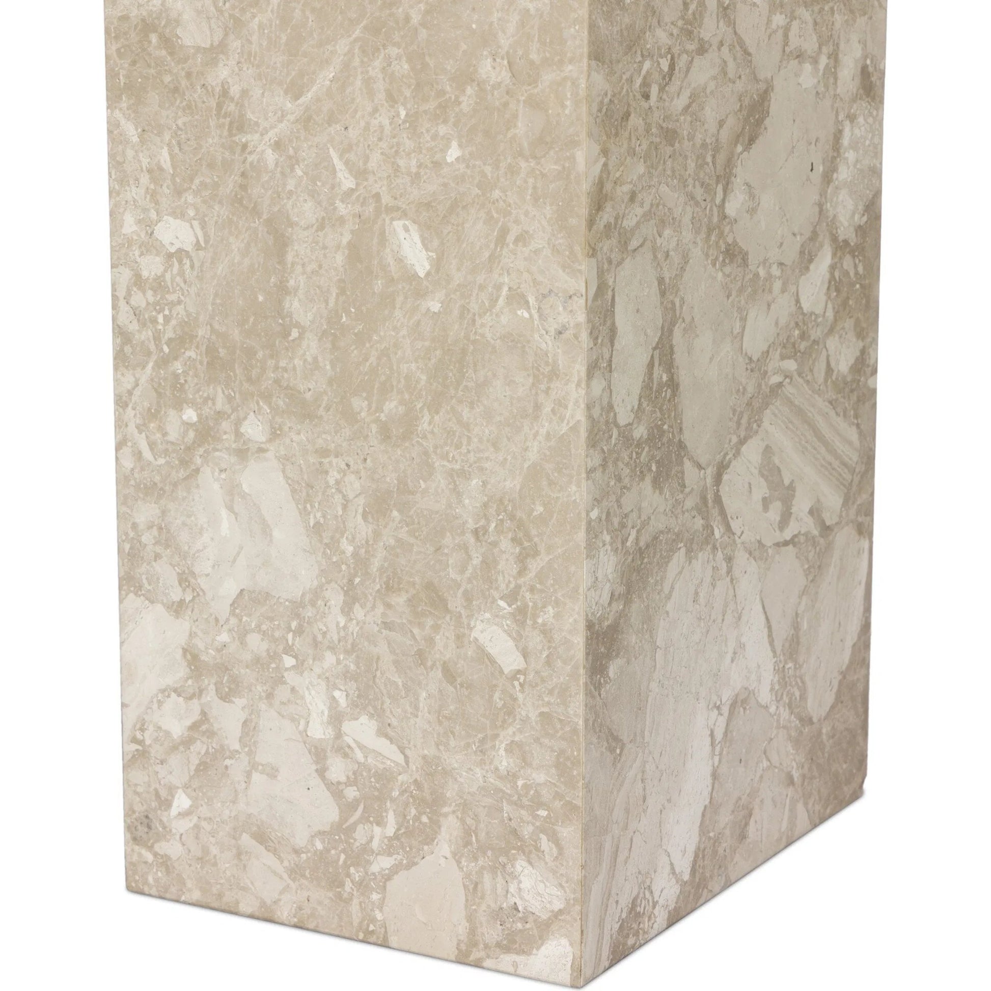 Romano Console Table by Four Hands in desert taupe marble. Made from solid marble in a modern style.