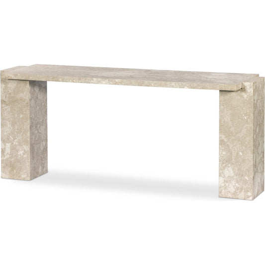 Romano Console Table by Four Hands in lunar marble. Made from solid marble in a modern style.