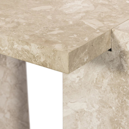Romano End Table by Four Hands in desert taupe marble. Made from solid marble in a modern style.