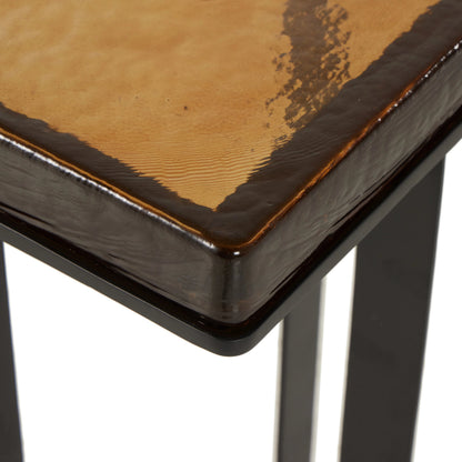 Giselle End Table by Four Hands in matte black, amber. Made from cast glass, iron in a modern style.