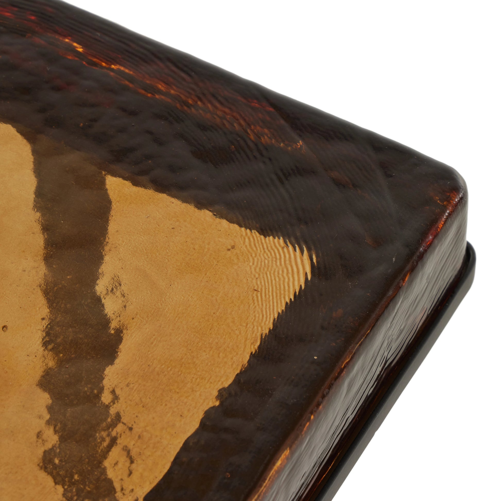 Giselle End Table by Four Hands in matte black, amber. Made from cast glass, iron in a modern style.