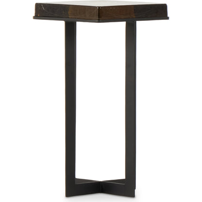 Giselle End Table by Four Hands in matte black, amber. Made from cast glass, iron in a modern style.