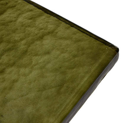 Zevon End Table by Four Hands in moss cast glass. Made from cast glass, iron in a modern style.