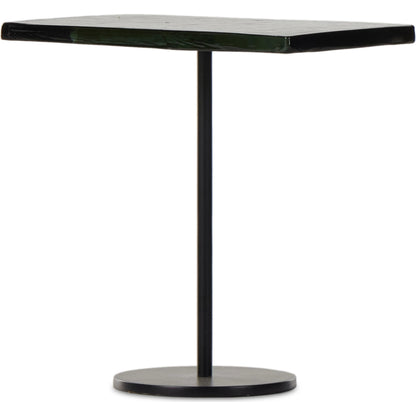 Zevon End Table by Four Hands in moss cast glass. Made from cast glass, iron in a modern style.