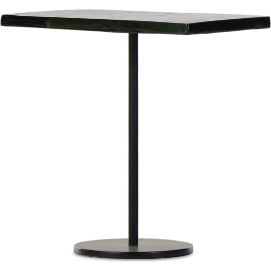 Zevon End Table by Four Hands in moss cast glass. Made from cast glass, iron in a modern style.