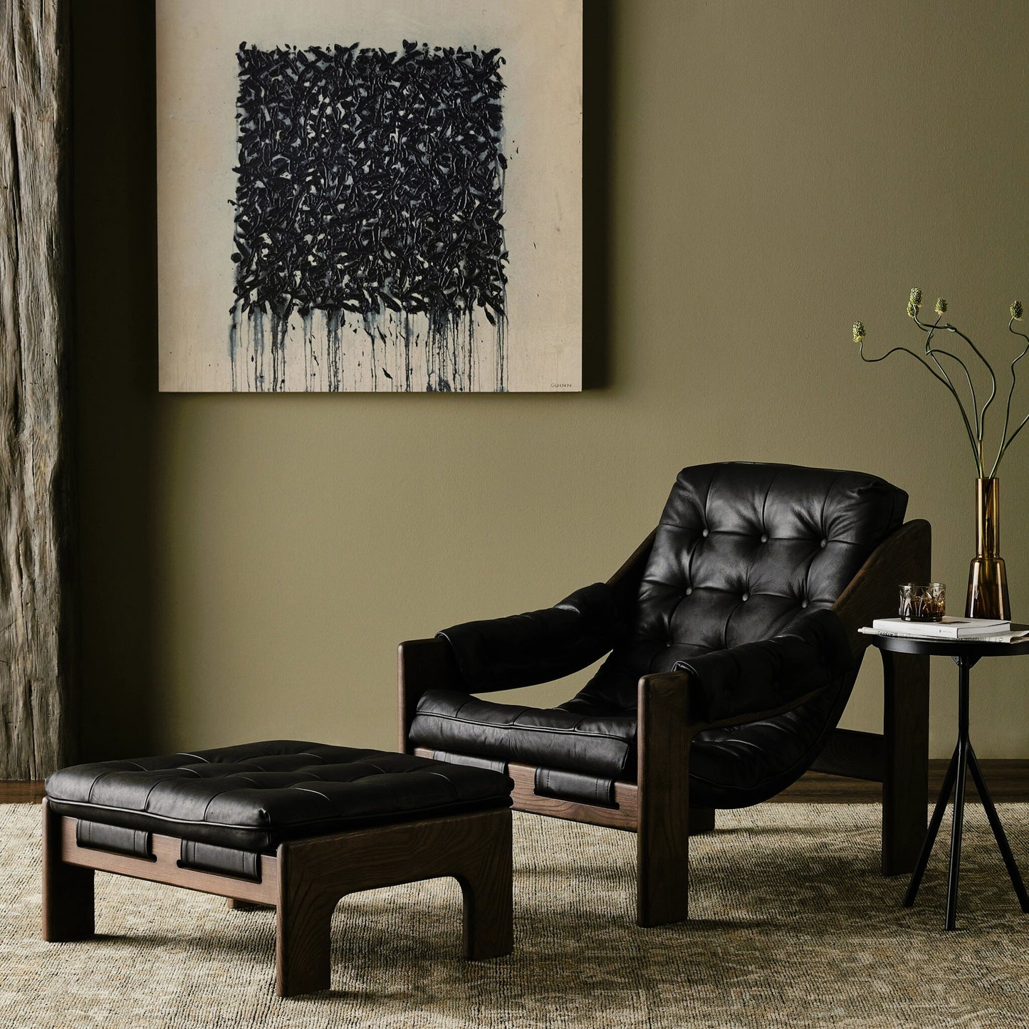 021 SI-1977355 | Lifestyle | Halston Chair with Ottoman by Four Hands. Made from unique in a modern style.