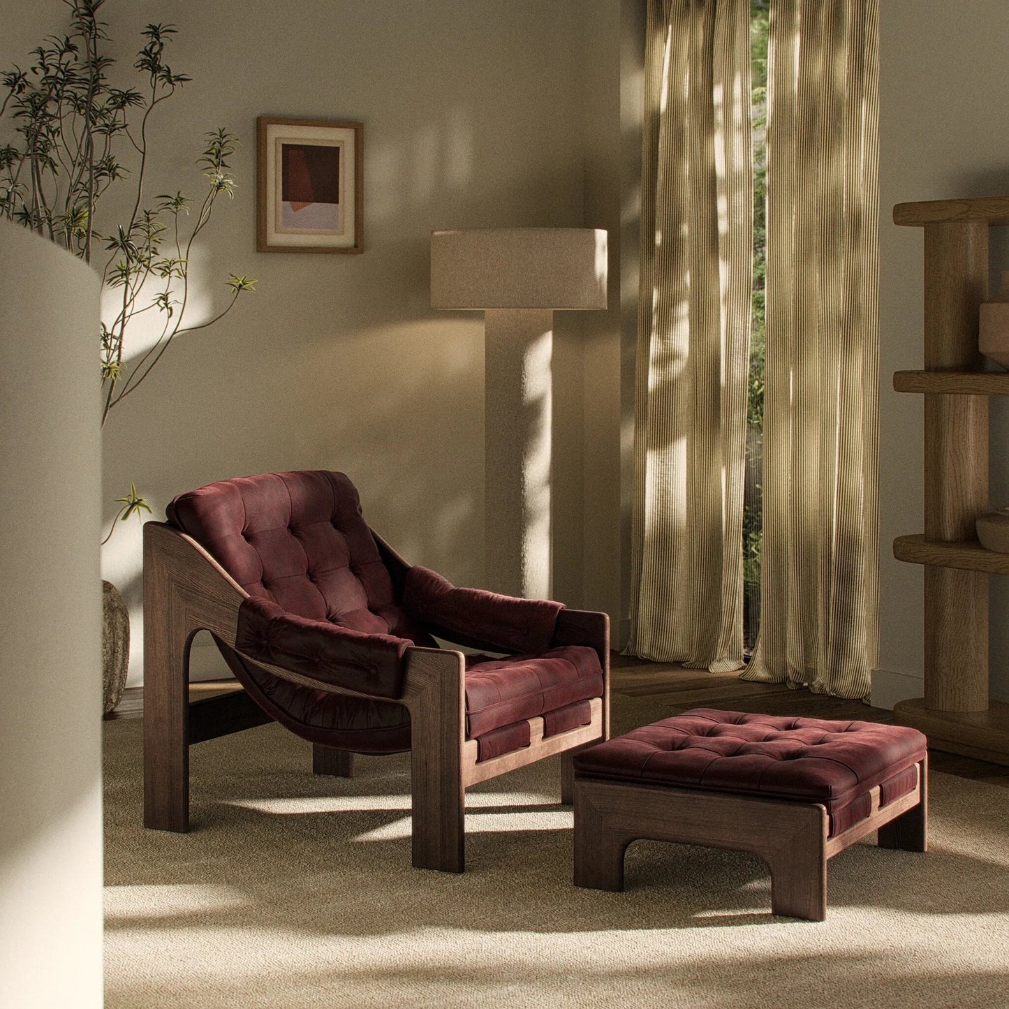 052 SI-2531626 | Lifestyle | Halston Chair with Ottoman by Four Hands. Made from unique in a modern style.