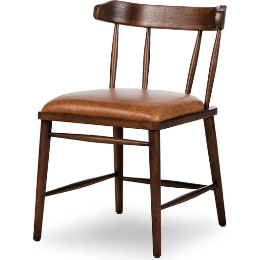 Colter Dining Chair by Four Hands in chaps saddle, vintage ash. Made from top grain leather, solid ash, eucalyptus plywood in a unique style.