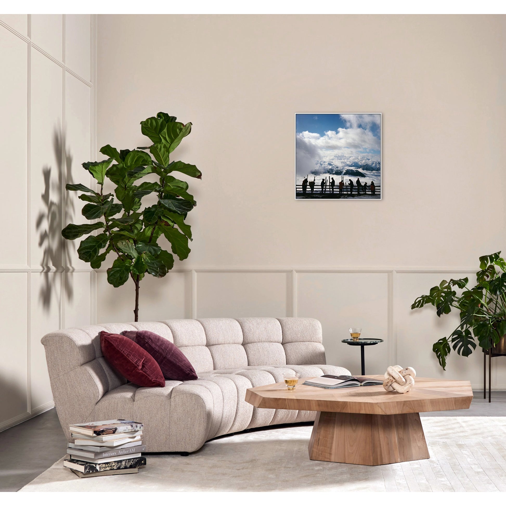 Verbier View by Slim Aarons by Four Hands. Made from white maple, gloss white chromaluxe in a modern style.
