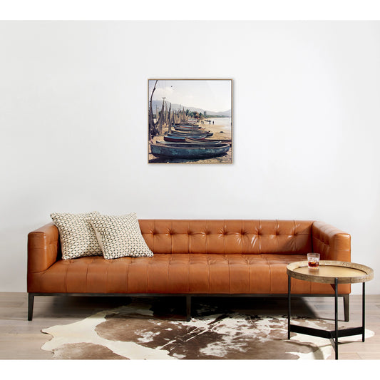 Fishing Boats by Slim Aarons by Four Hands. Made from gloss white chromaluxe in a coastal style.