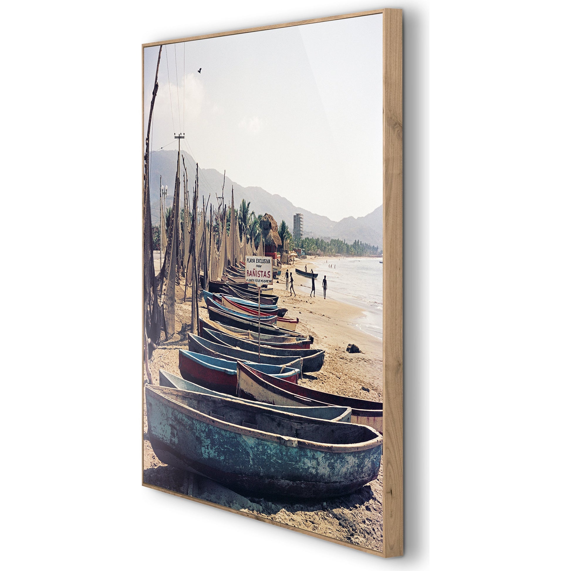Fishing Boats by Slim Aarons by Four Hands. Made from gloss white chromaluxe in a coastal style.