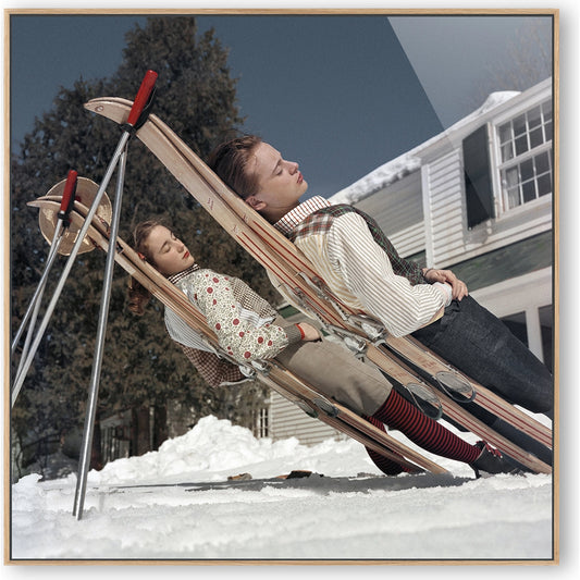 New England Skiing by Slim Aarons by Four Hands. Made from gloss white chromaluxe in a modern style.