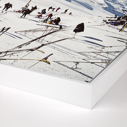 Zermatt Skiing by Slim Aarons by Four Hands. Made from white maple, gloss white chromaluxe in a modern style.