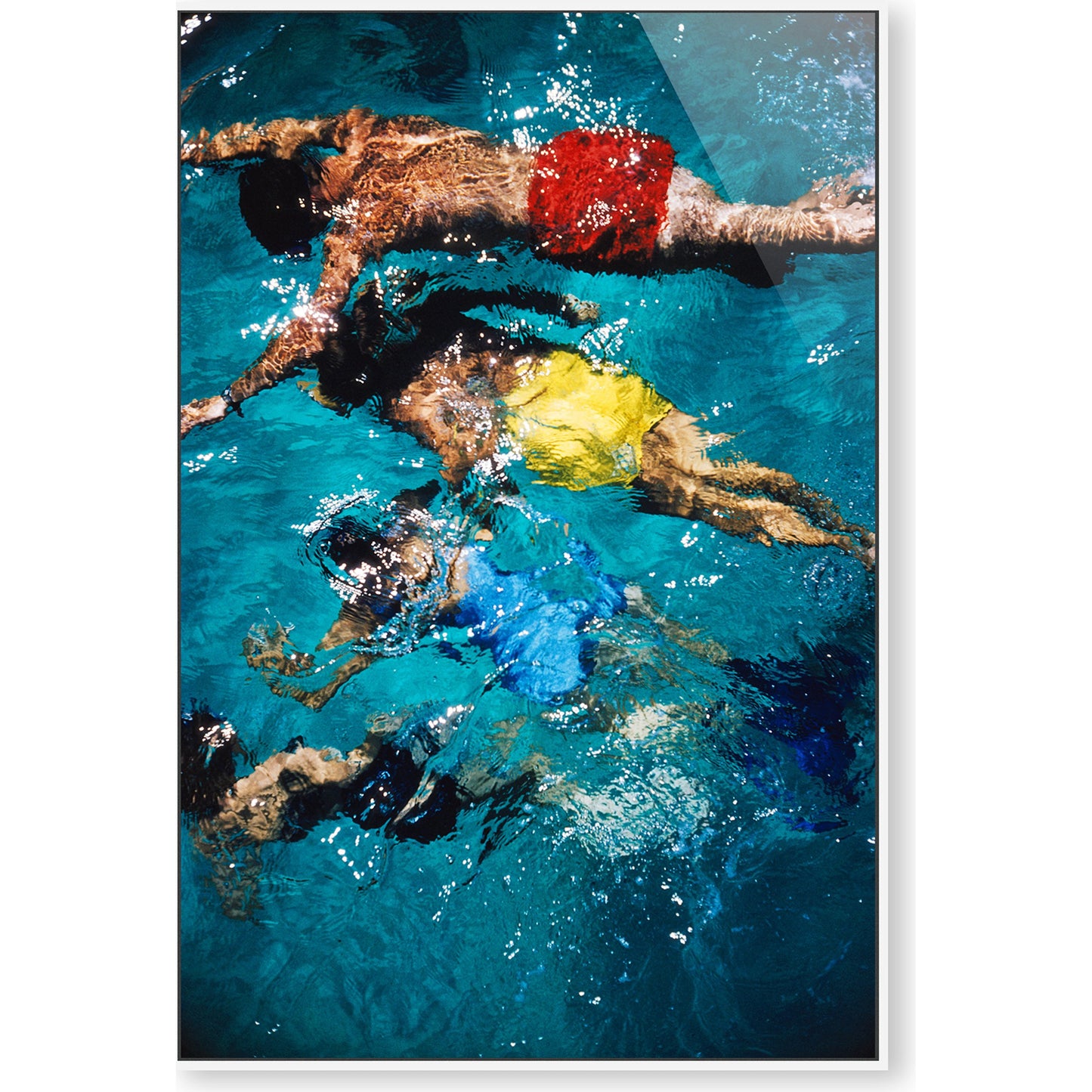 001 SI-2093948 | Additional Silo | Swimming in the Bahamas by Slim Aarons by Four Hands in white maple floater, gloss white chromaluxe. Made from white maple, gloss white chromaluxe in a coastal style.