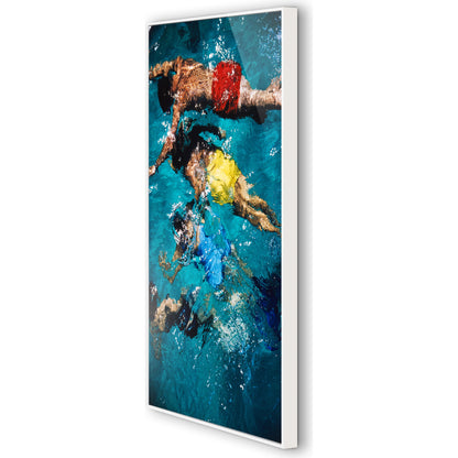 Swimming in the Bahamas by Slim Aarons by Four Hands in white maple floater, gloss white chromaluxe. Made from white maple, gloss white chromaluxe in a coastal style.