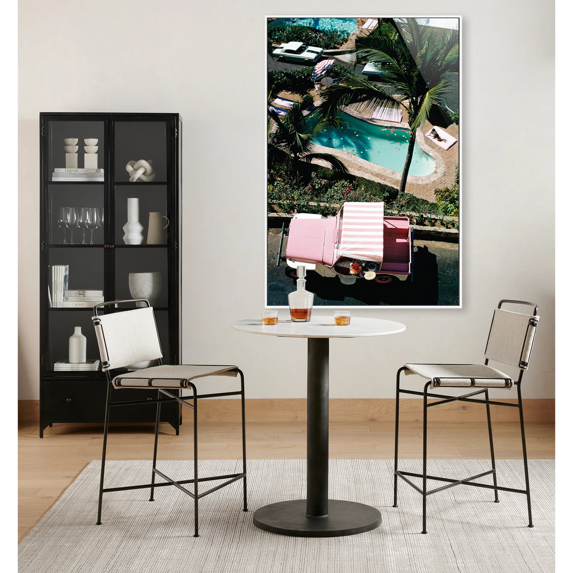 Las Brisas by Slim Aarons by Four Hands. Made from gloss white chromaluxe in a coastal style.