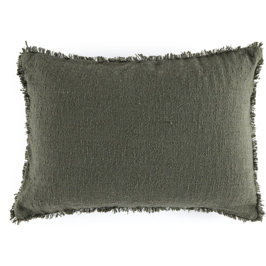 Tharp Outdoor Pillow by Four Hands in textured olive. Made from 100% polyethylene terephthalate (pet), down alternative fiber, 100% polyester in a unique style.