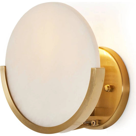 001 SI-2137475 | Additional Silo | Loraine Sconce by Four Hands in brushed brass, white alabaster. Made from brass, solid alabaster, thermoplastic in a unique style.