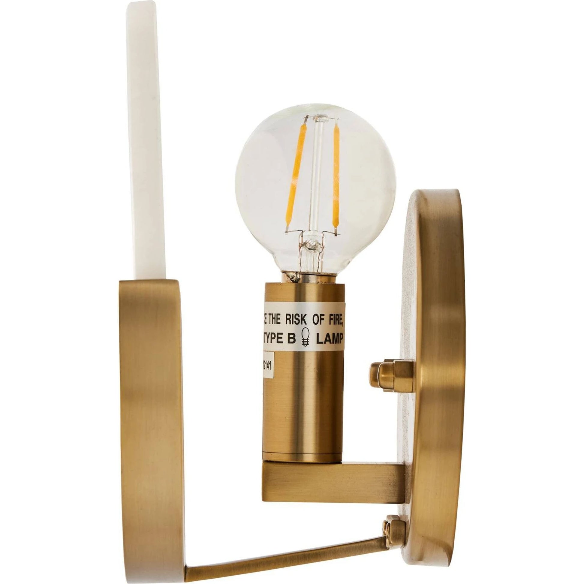 Loraine Sconce by Four Hands in brushed brass, white alabaster. Made from brass, solid alabaster, thermoplastic in a unique style.