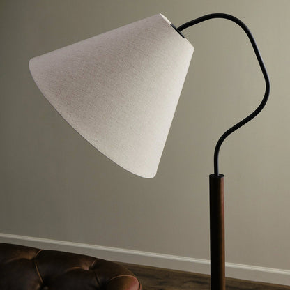 Garner Floor Lamp by Four Hands in powder coated black, brown beech. Made from 100% flax, linen, iron, solid beech in a modern style.