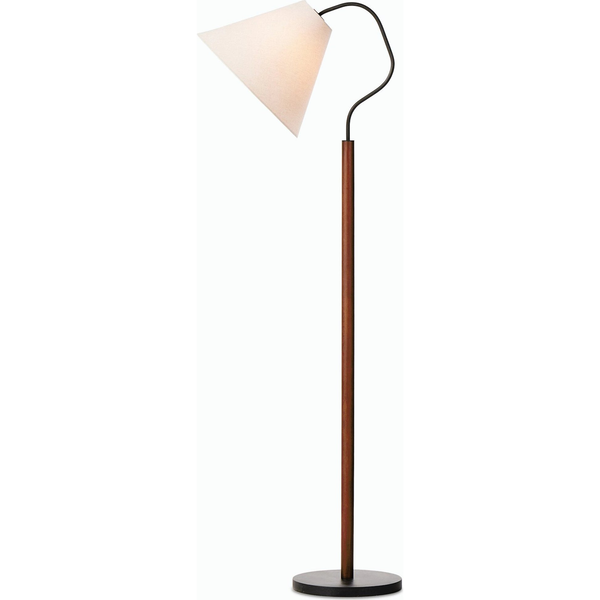 Garner Floor Lamp by Four Hands in powder coated black, brown beech. Made from 100% flax, linen, iron, solid beech in a modern style.