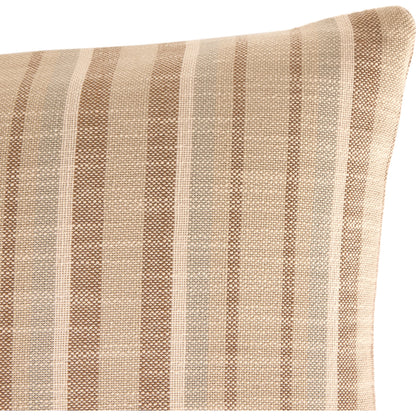 Adobe Stripe Outdoor Pillow by Four Hands in adobe stripe. Made from 89.28% poly (uv), 10.72% pcrpoly, down alternative fiber, 100% polyester in a unique style.