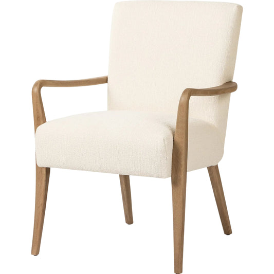 Carson Dining Chair by Four Hands in kerbey ivory, washed natural oak. Made from polyester, acrylic, solid oak in a unique style.