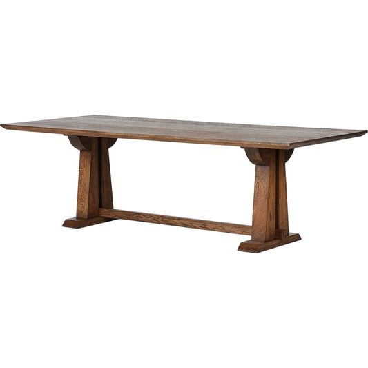 Ashwin Dining Table by Four Hands in brown oak. Made from solid oak, iron in a modern style.