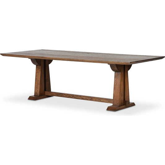 Ashwin Dining Table by Four Hands in brown oak. Made from solid oak, iron in a modern style.