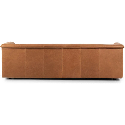 Wellborn Sofa by Four Hands in palermo cognac. Made from top grain leather, poplar plywood, 100% polyester in a modern style.