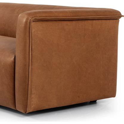 Wellborn Sofa by Four Hands in palermo cognac. Made from top grain leather, poplar plywood, 100% polyester in a modern style.