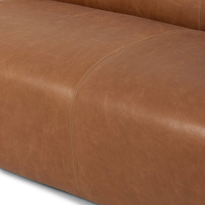Wellborn Sofa by Four Hands in palermo cognac. Made from top grain leather, poplar plywood, 100% polyester in a modern style.