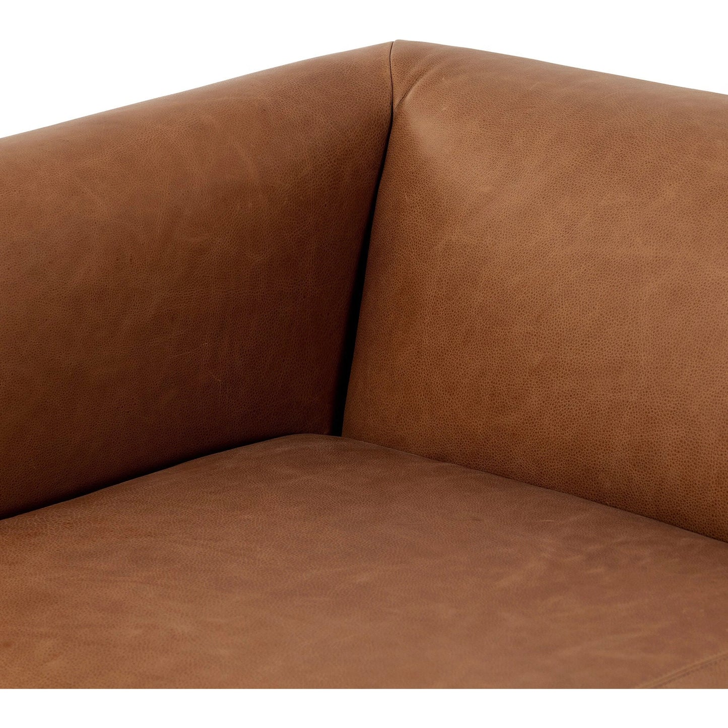 011 SI-2137704 | Closeup | Wellborn Sofa by Four Hands in palermo cognac. Made from top grain leather, poplar plywood, 100% polyester in a modern style.