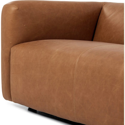 Wellborn Sofa by Four Hands in palermo cognac. Made from top grain leather, poplar plywood, 100% polyester in a modern style.