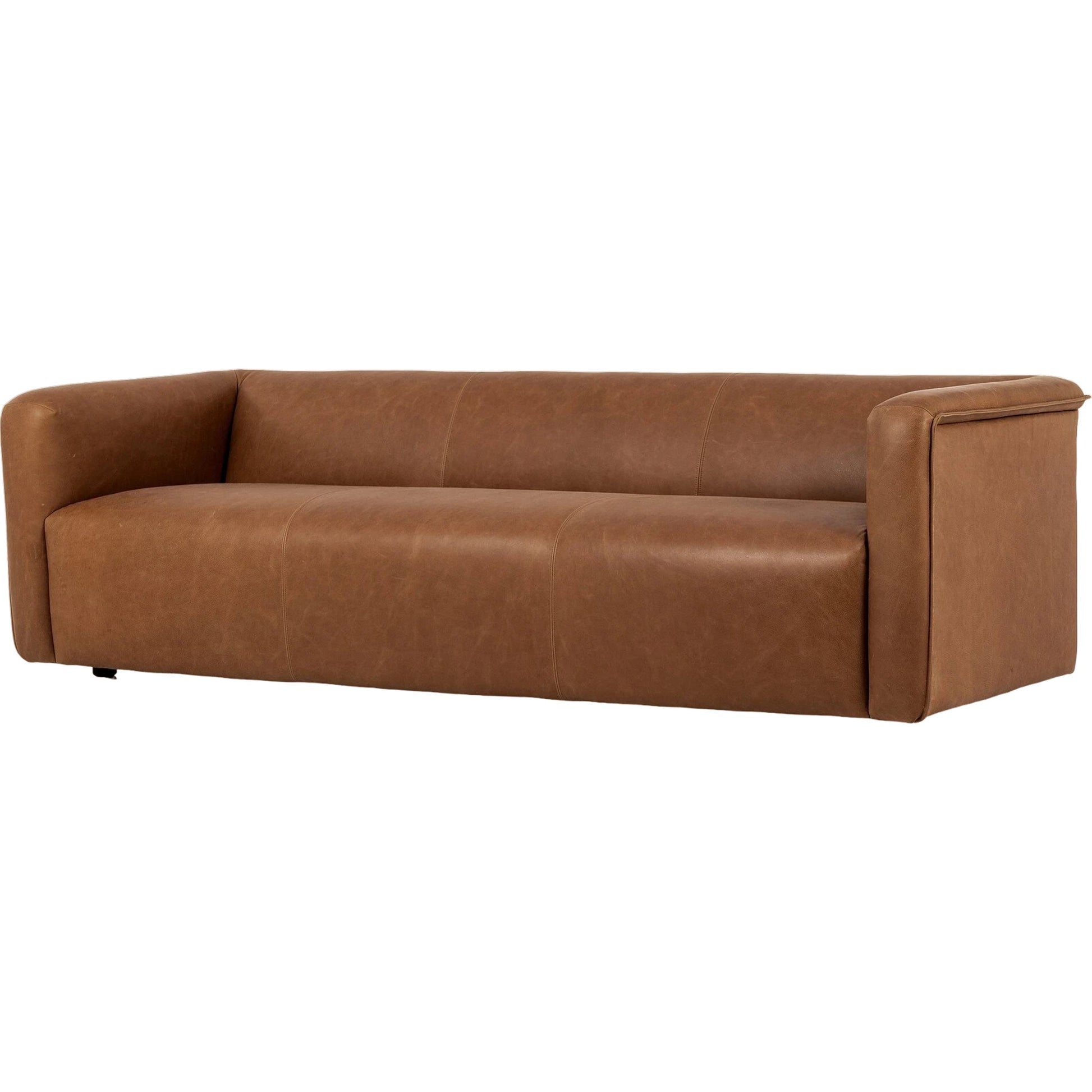 Wellborn Sofa by Four Hands in palermo cognac. Made from top grain leather, poplar plywood, 100% polyester in a modern style.
