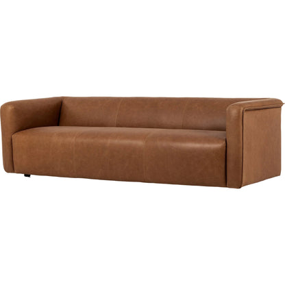 Wellborn Sofa by Four Hands in palermo cognac. Made from top grain leather, poplar plywood, 100% polyester in a modern style.