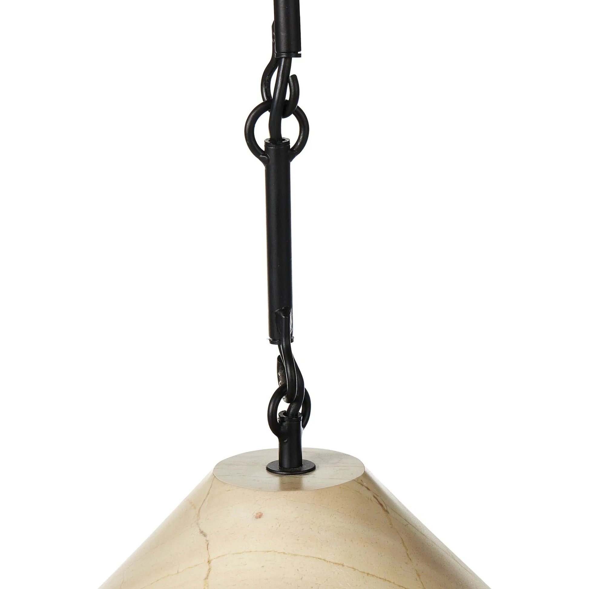 Concetta Pendant by Four Hands in ecru marble solid, matte black. Made from solid marble, iron in a transitional style.