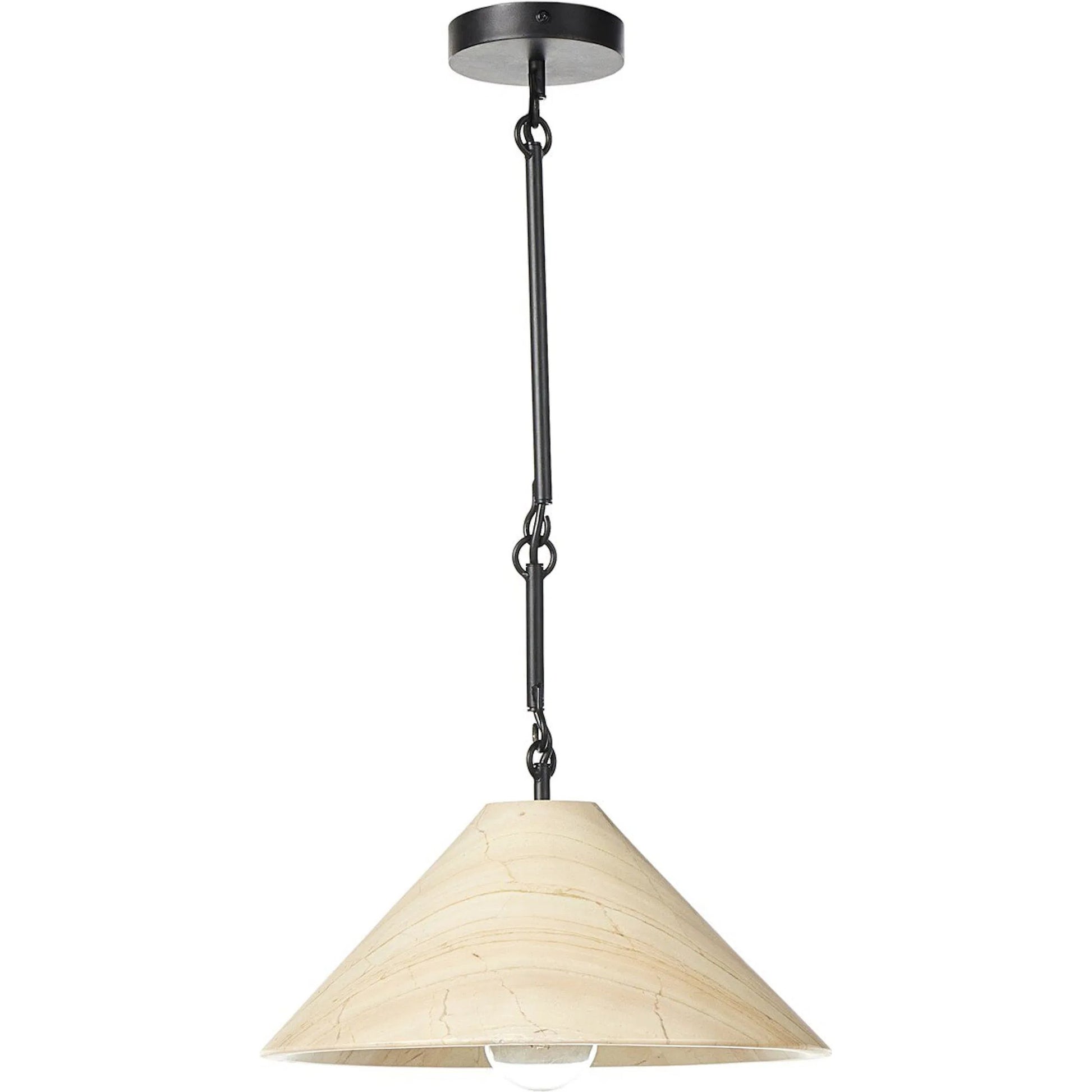 Concetta Pendant by Four Hands in ecru marble solid, matte black. Made from solid marble, iron in a transitional style.