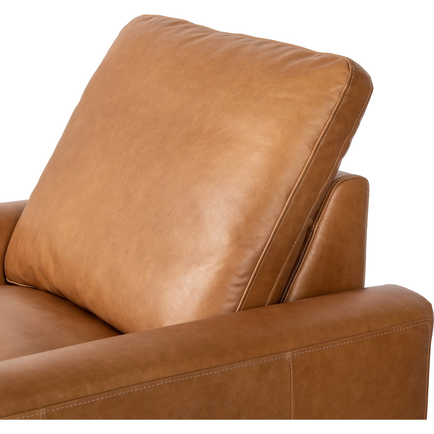 025 SI-2074792 | Closeup | Tillery Power Recliner by Four Hands in sonoma butterscotch. Made from top grain leather, 100% polyester fiber, eucalyptus plywood in a modern style.