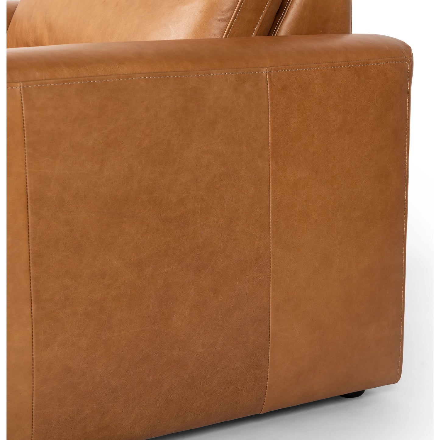 026 SI-2074792 | Closeup | Tillery Power Recliner by Four Hands in sonoma butterscotch. Made from top grain leather, 100% polyester fiber, eucalyptus plywood in a modern style.