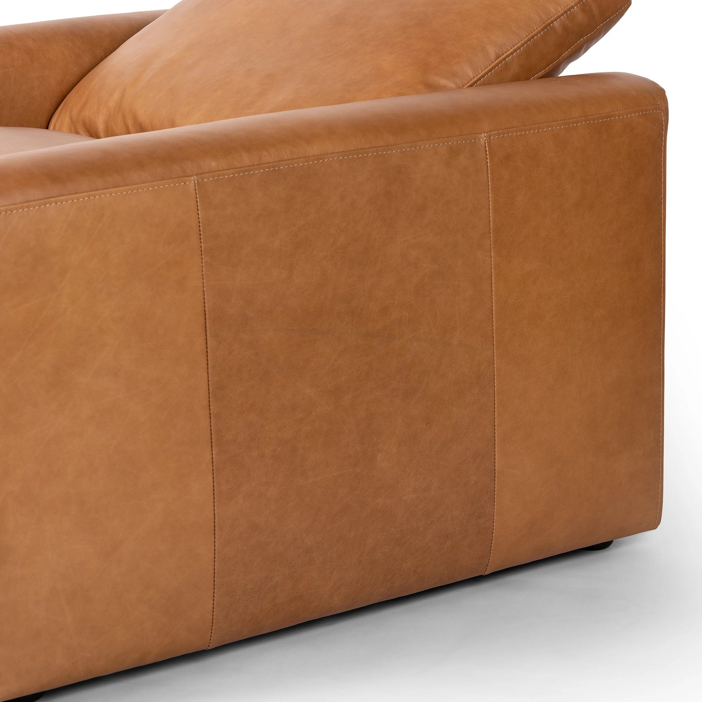 030 SI-2074792 | Closeup | Tillery Power Recliner by Four Hands in sonoma butterscotch. Made from top grain leather, 100% polyester fiber, eucalyptus plywood in a modern style.