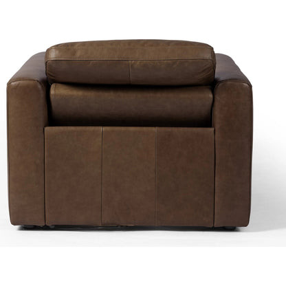 Tillery Power Recliner Accent Chair by Four Hands in sonoma coco. Made from top grain leather in a traditional style.