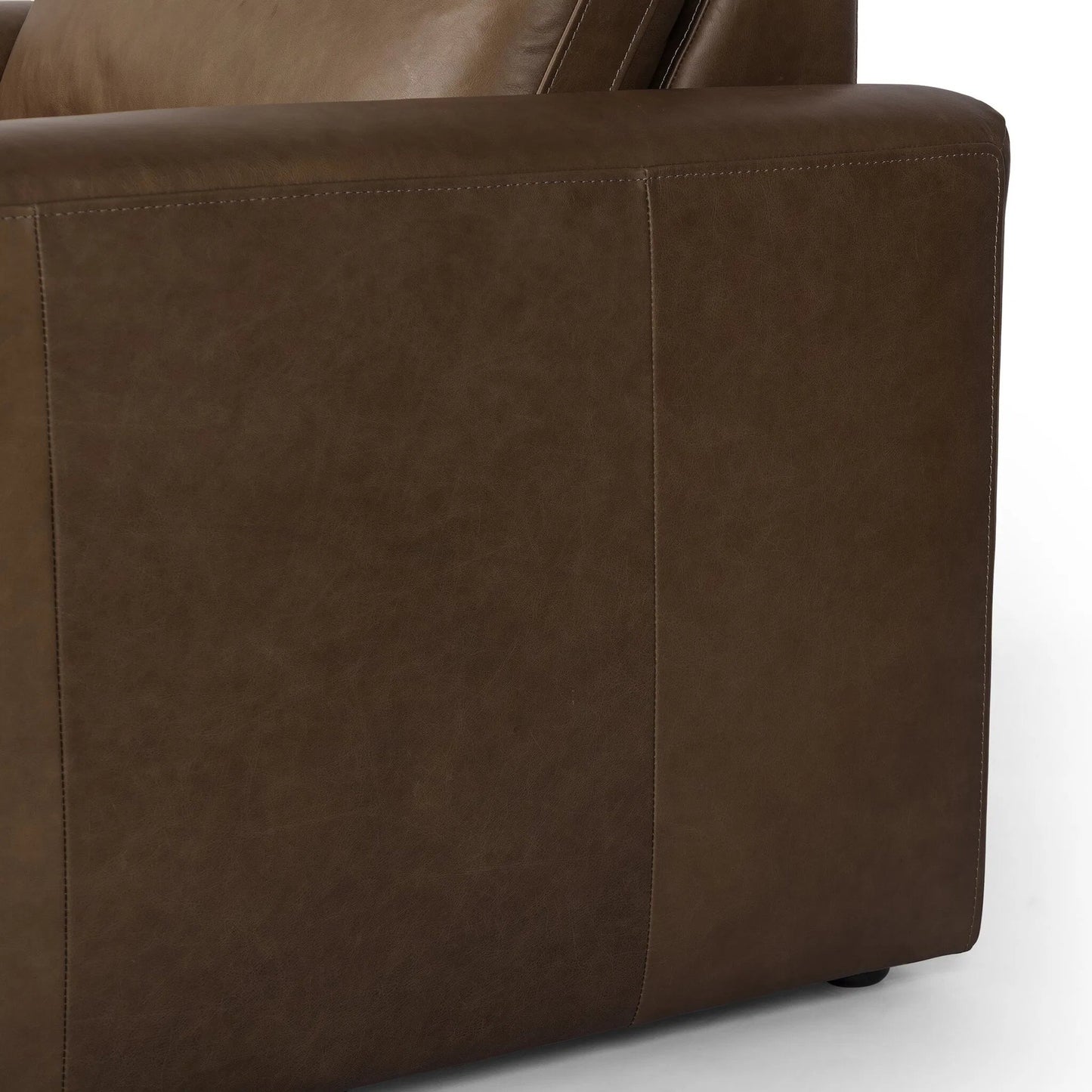 009 SI-2519324 | Closeup | Tillery Power Recliner Accent Chair by Four Hands in sonoma coco. Made from top grain leather in a traditional style.