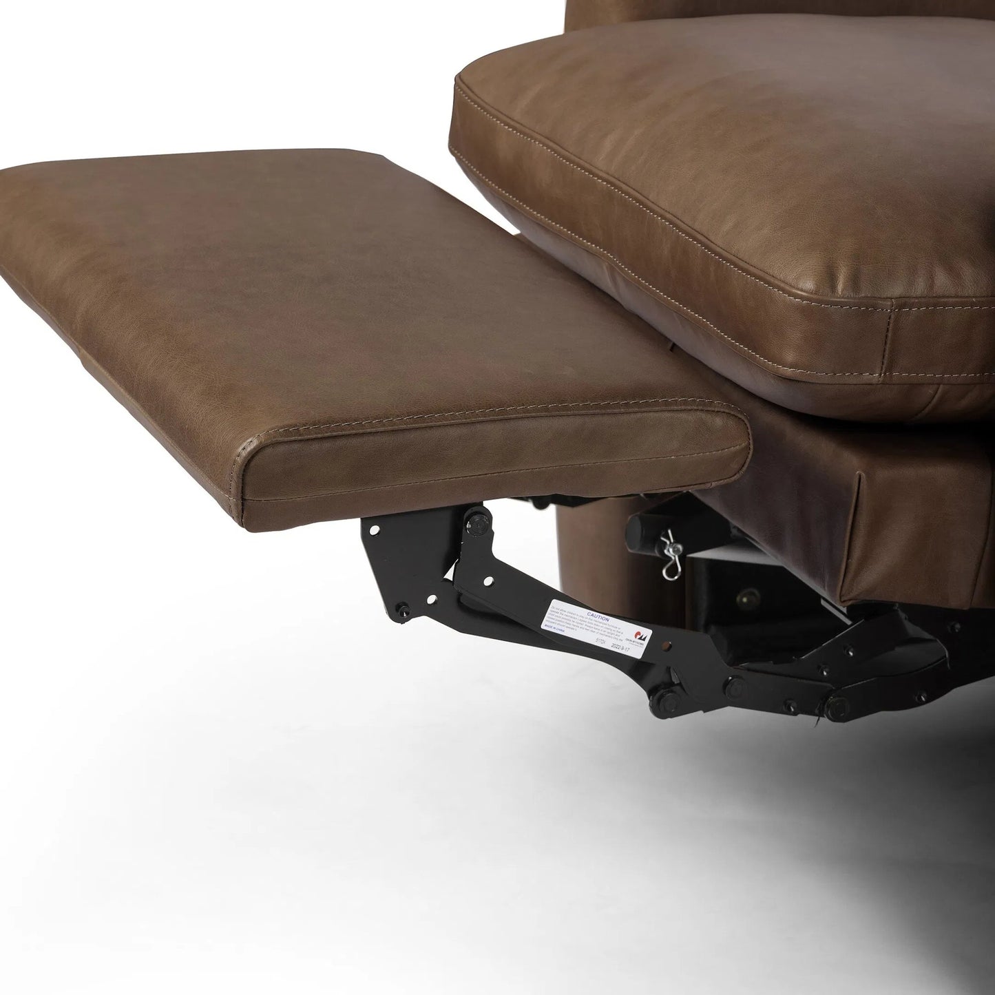 013 SI-2519324 | Closeup | Tillery Power Recliner Accent Chair by Four Hands in sonoma coco. Made from top grain leather in a traditional style.