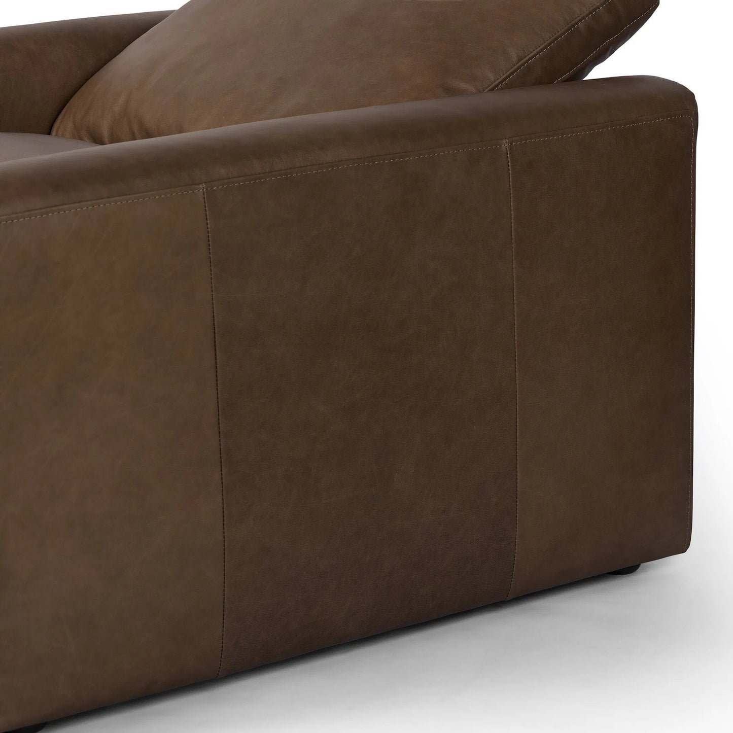 015 SI-2519324 | Closeup | Tillery Power Recliner Accent Chair by Four Hands in sonoma coco. Made from top grain leather in a traditional style.