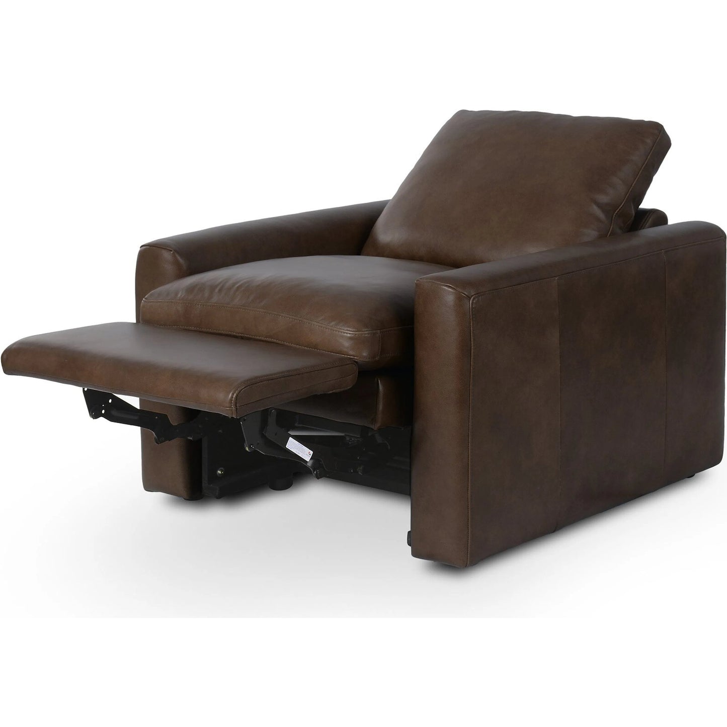 012 SI-2519324 | Closeup | Tillery Power Recliner Accent Chair by Four Hands in sonoma coco. Made from top grain leather in a traditional style.